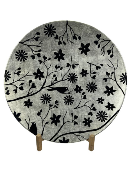 Großer Capiz Teller mit Blumenmuster